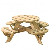Kinderpicknicktafel rond Jimmy  groen geïmpregneerd bladmaat ø63cm