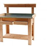 Tuinwerktafel douglas blank met verzinkt blad 109x110x48cm