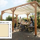 Douglas pergola houtpakket kleurl. geïmpregneerd 324x324cm t.b.v. harmonica schaduwdoek 290x300cm