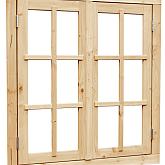 Vuren dubbel uitzetraam blank met dubbelglas 112x120,5cm
