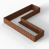 Corten Bloembak Module+ L-vorm 90x300x300x42 cm