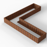 CortenBloembak Module+ L-vorm 90x360x360x42 cm