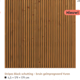 Vuren scherm Stripes Black bruin geimpr. 179x179cm