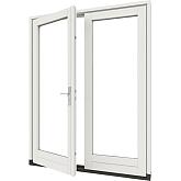 Stapeldorpeldeur met glas dubbel meranti wit 2x deur 83,4x216,9 + kozijn 178x226,3cm (incl. DTS en deurbeslag)