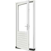 Stapeldorpeldeur met glas meranti wit linksdraaiend deur 93x216,9 + kozijn 103,8x226,3cm (incl. DTS en deurbeslag)