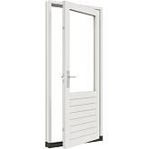 Stapeldorpeldeur met glas meranti wit rechtsdraaiend deur 93x216,9 + kozijn 103,8x226,3cm (incl. DTS en deurbeslag)