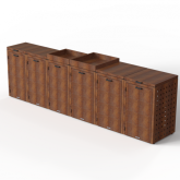 Container ombouw 240L 3 stuks Corten met vast deksel