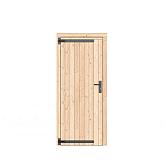 Vuren dichte enkele deur kleurloos geimp. linksdraaiend zwart beslag 90x201cm