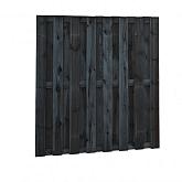 Plankenscherm grenen 18pl. zwart 180x180cm