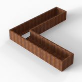 CortenBloembak Module+ L-vorm 60x270x270x42 cm
