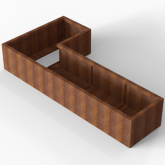 CortenBloembak Module+ L-vorm 60x120x240x42 cm