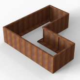 CortenBloembak Module+ L-vorm 90x210x210x56 cm