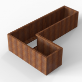 CortenBloembak Module+ L-vorm 60x240x150x56 cm