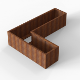 CortenBloembak Module+ L-vorm 60x240x180x56 cm
