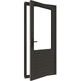 Stapeldorpeldeur met glas meranti zwart rechtsdraaiend deur 93x216,9 + kozijn 103,8x226,3cm (incl. DTS en deurbeslag)