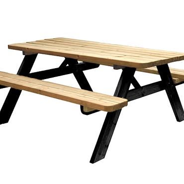 picknicktafel easy met zwart onderstel bladmaat 180x70cm