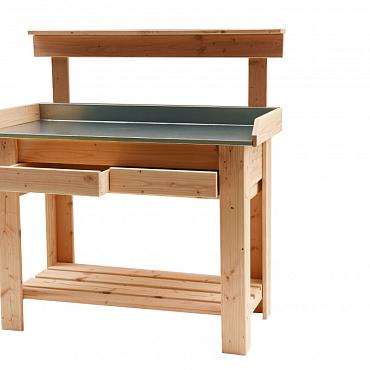 tuinwerktafel douglas blank met verzinkt blad 109x110x48cm