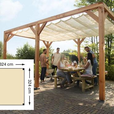 douglas pergola houtpakket kleurl. ge mpregneerd 324x324cm t.b.v. harmonica schaduwdoek 290x300cm