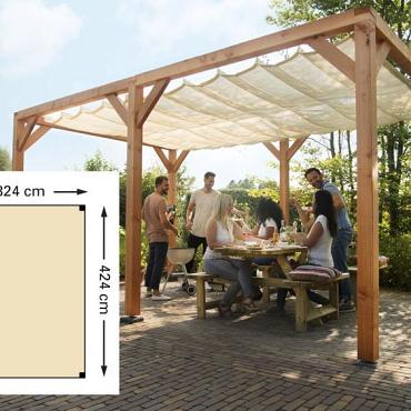 douglas pergola houtpakket kleurl. ge mpregneerd 324x424cm t.b.v. harmonica schaduwdoek 290x400cm