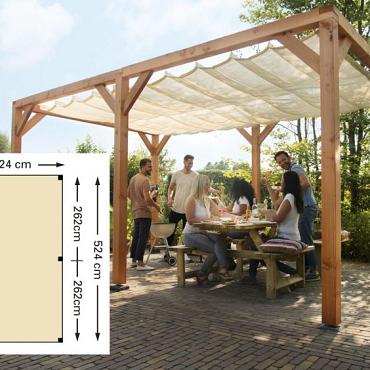 douglas pergola houtpakket kleurl. ge mpregneerd 324x524cm t.b.v. harmonica schaduwdoek 290x500cm