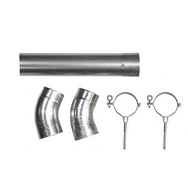 hemelwaterafvoer verzinkt 8cm 275cm lengte incl. 2 klemmen 2 bochten en bevestigingmateriaal