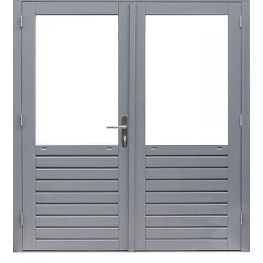 hardhouten dubbele 1 ruits deur prestige met dubbelglas grijs gegrond 202x221cm