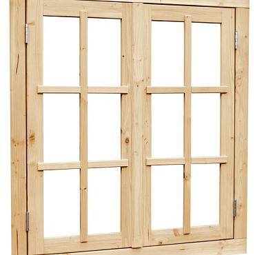 vuren dubbel uitzetraam blank met dubbelglas 112x120 5cm