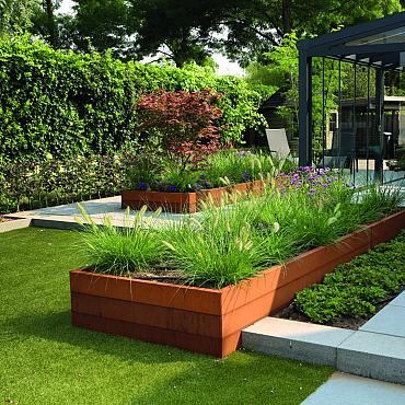 bloembak modulair corten 210x120x28cm