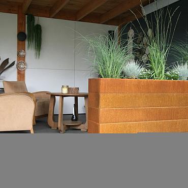 bloembak modulair corten 300x60x70cm