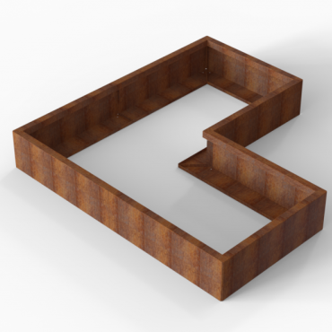 cortenbloembak module l vorm 90x180x180x28 cm