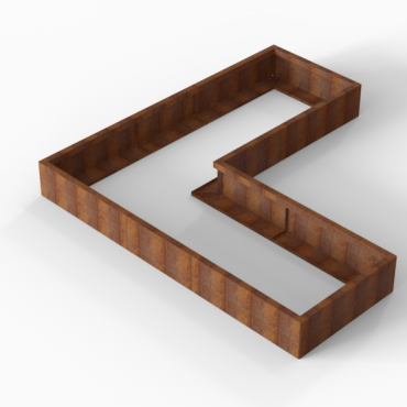 cortenbloembak module l vorm 90x240x240x28 cm