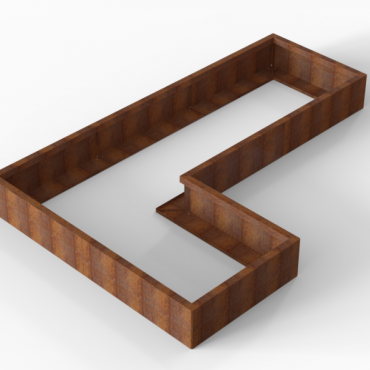 cortenbloembak module l vorm 90x270x180x28 cm