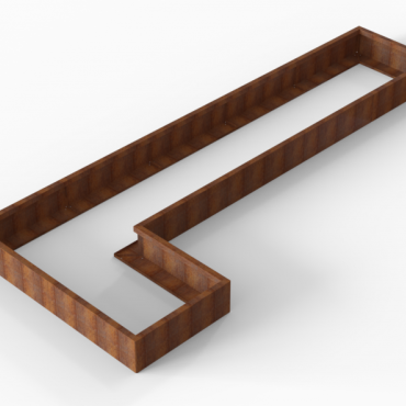 cortenbloembak module l vorm 90x450x180x28 cm