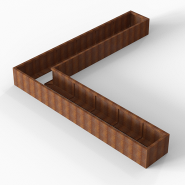 cortenbloembak module l vorm 60x360x360x42 cm