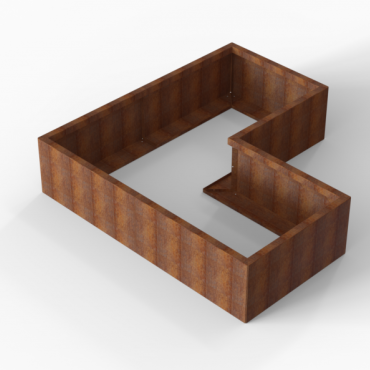 cortenbloembak module l vorm 90x180x180x42 cm