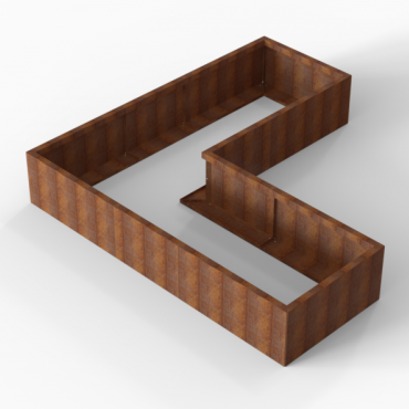 cortenbloembak module l vorm 90x240x240x42 cm