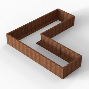 cortenbloembak module l vorm 90x270x270x42 cm