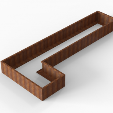 cortenbloembak module l vorm 90x450x180x42 cm