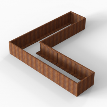 cortenbloembak module l vorm 90x360x360x56 cm