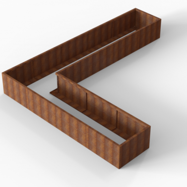 cortenbloembak module l vorm 90x450x360x56 cm