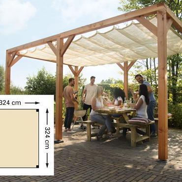douglas pergola houtpakket kleurl. ge mpregneerd 324x324cm t.b.v. harmonica schaduwdoek 290x300cm