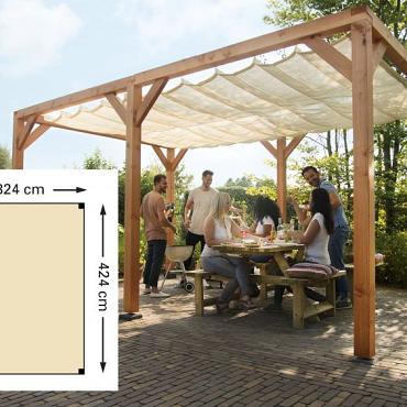 douglas pergola houtpakket kleurl. ge mpregneerd 324x424cm t.b.v. harmonica schaduwdoek 290x400cm