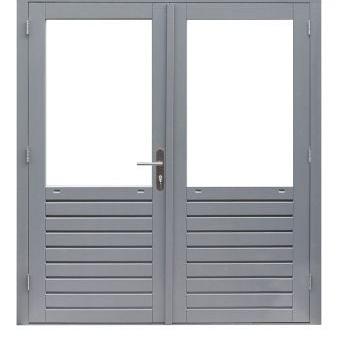 hardhouten dubbele 1 ruits deur prestige met dubbelglas grijs gegrond 202x221cm