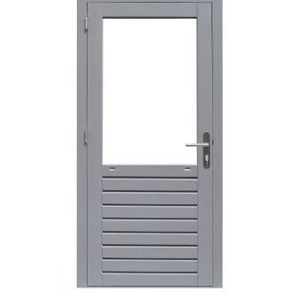 hardhouten enkele 1 ruits deur prestige linksdraaiend met dubbelglas grijs gegrond 109x221cm