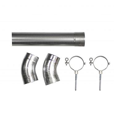 hemelwaterafvoer verzinkt 8cm 275cm lengte incl. 2 klemmen 2 bochten en bevestigingmateriaal