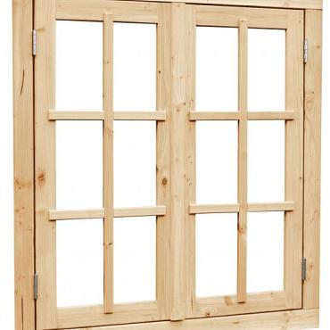 vuren dubbel uitzetraam blank met dubbelglas 112x120 5cm