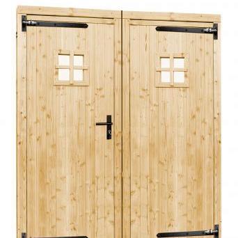 vuren dubbele 1 ruits deur blank met zwart beslag 168x201cm