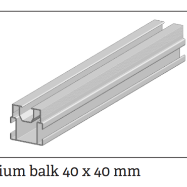 aluminium balk met dubb. kamer 2200x40x40mm