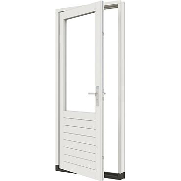 stapeldorpeldeur met glas meranti wit linksdraaiend deur 93x216 9 kozijn 103 8x226 3cm incl. dts en deurbeslag 