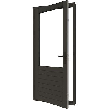 stapeldorpeldeur met glas meranti zwart linksdraaiend deur 93x216 9 kozijn 103 8x226 3cm incl. dts en deurbeslag 